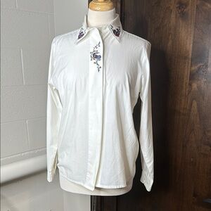 WITT Shirt Collection Embroidered paisley White Button-Up Shirt Size 10 cotton